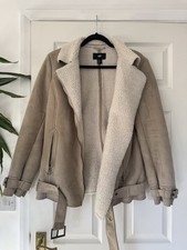 H&M Faux Suede Shearling Aviator Jacket 