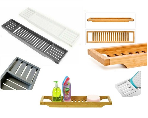 Bamboo bath tub caddy rack - bath,