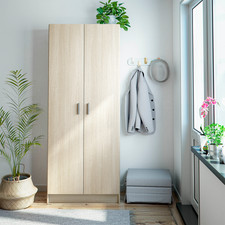 VITA 2 Door Utility Broom Cupboard Multi Use Storage in Oak Finish