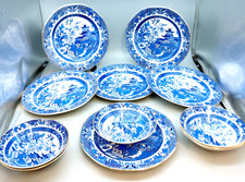 ANTIQUE BURLEIGH WARE WILLOW PATTERN SET Dinner plates and bowls set Decorative