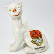 Clacton on Sea Crested China Cat Figurine Always Smiling Cheshire Florentine 3"