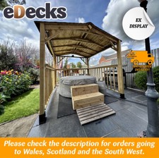 Ex Display Hot Tub Wooden Garden Gazebo DIY 2.4m x 2.4m Square Pergola with Step