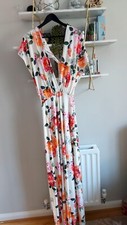 Jane Norman London Multi Floral Halter Tie Neck Maxi Y2k Dress UK 12 New