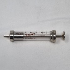 Vintage 5cc Rocket Glass & Steel Syringe Interchangeable Swiss Made Medical 