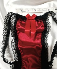 HOT RUBY RED  Satin Black Lace