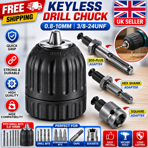 Keyless drill chuck 10mm - drill, 0.8-10mm