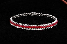 9Ct Red Ruby & Diamond Line