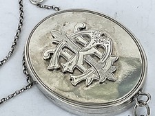 Large Victorian Solid Silver Double Sided Picture Locket, With Chain c.1880/1900