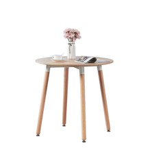 Halo Round Dining Table Black White Oak Retro Design Wood Legs - 80cm Diameter
