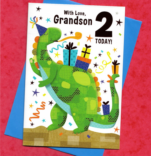 Grandson age birthday card - age, 2