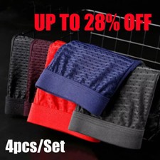 4 PACK Bamboo Men's Underwear Boxer Shorts Set Breathable Underpants Men Briefs