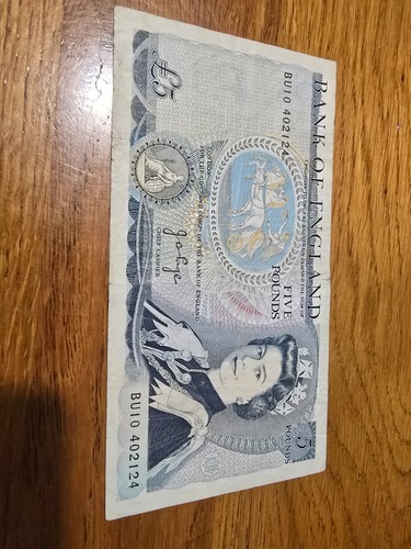 Old five pound note - five,