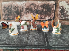 Pewter China Butterfly Thimble Bundle x5 Hand Painted Set D