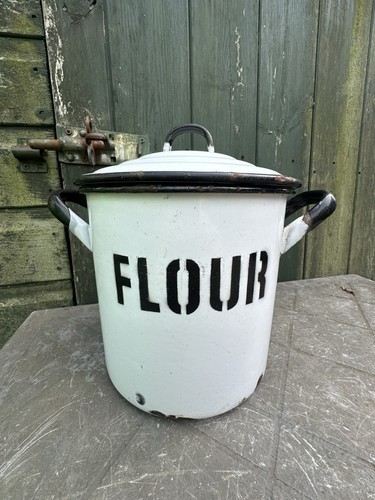 Vintage enamel flour bin - enamel,