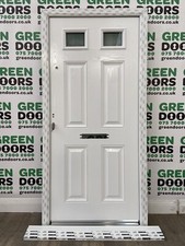 COMPOSITE FRONT DOOR WHITE PANEL BESPOKE AND FRAME WOOD GRAIN EXTERNAL EXTERIOR