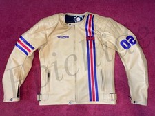 NEW TRIUMPH LEATHER RACING JACKET ARMOR PROTECTED CE APPROVED FOR MEN BIKER