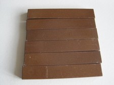 SET OF 6 ANTIQUE VICTORIAN GODWIN 6" X 1" PLAIN BROWN MAJOLICA GLAZED SLIP TILES