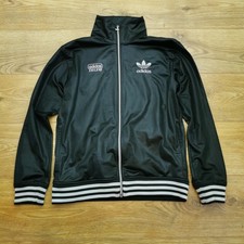 Adidas Track Jacket Mens M Black Chile 62 Wet Look Embroidered Logo Tre Foil