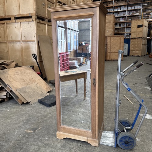 Antique slim pine wardrobe - pine, |