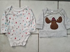 Baby Boy Girl Unisex Christmas Jumper And Vest Bundle 0-3 Months Gap M&S