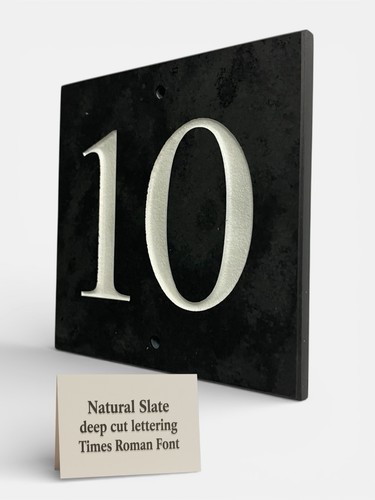 House number slate - house, deep