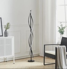 Black Twist Floor Lamp Living Room Light Integrated LED Standard Standing Light