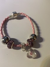 Bracelet Pink Heart Dangle