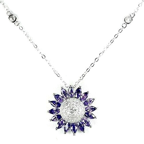 Silver necklace amethyst - silver,