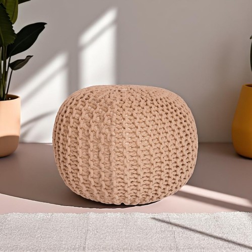 Knitted pouffe footstool - pouffe, &