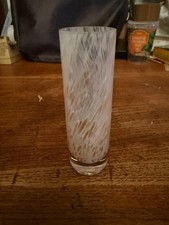 A Strathearn Style Caithness Perthshire Glass Vase, beige tones, hand blown 6 in