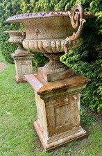 Pair of  Mega Size cast iron Urns Antique Tazza Garden urns VERY RARE