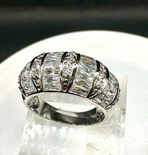 Silver emerald cut ring