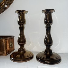 Pair Of Beswick Copper Coloured Candlesticks Ceramic