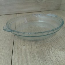 Pyrex Classic Glass Pie Plate Dish 9 Inch 23cm Fluted Edge Lipped Handles Tarts