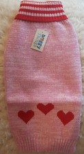 Doggy things Pink HEARTS JUMPER sweater  SMALL 40 cm back pug size washable