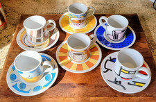 Rare Vintage Lavazza Arts Espresso Set x 6, "Café des Arts" Tognana, 1990s