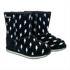 EMU Australia Children's Sheepskin Boots - Brumby - Black/Lightning Bolt