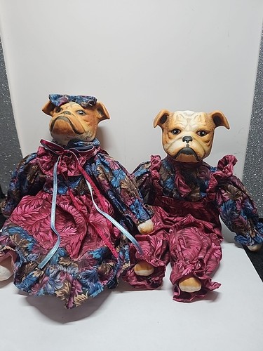 Vintage english bulldog pair - vintage,