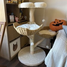 Real Wood Modern Cat Tree Tower for Indoor Cats Large Adult with Scratching Post