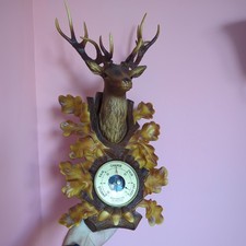 RETRO VINTAGE KITSCH PLASTIC MID CENTURY FRENCH DEER STAG HEAD WALL BAROMETER