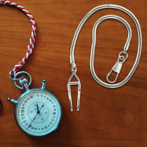 Metal clip pocket watch - metal, chain