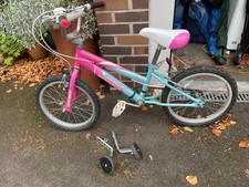 Ammaco 'Misty' Girls Bike, 14inch, Pink; stabilisers, good condition