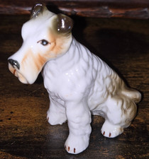 Vintage Small Porcelain Bone China Dog Figurine Airedale Wired Fox Terrier