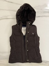 ABERCROMBIE & FITCH Ladies Stylish Warm Gilet Detachable hood, Brown, Small