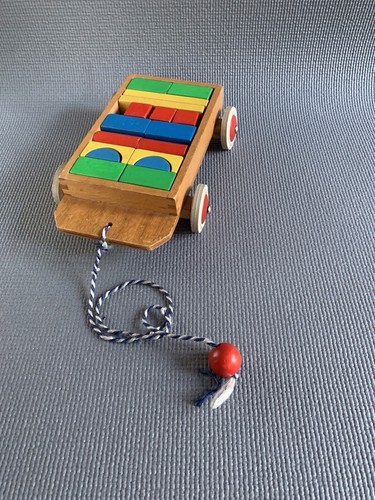 Vtg wooden toy pull - vtg,