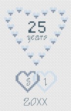 Silver Wedding Hearts Anniversary Cross Stitch Card Kit or Pattern by Florashell