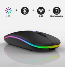 Slim Silent Rechargeable Wireless Mouse RGB LED USB Mice MacBook Laptop PC UK