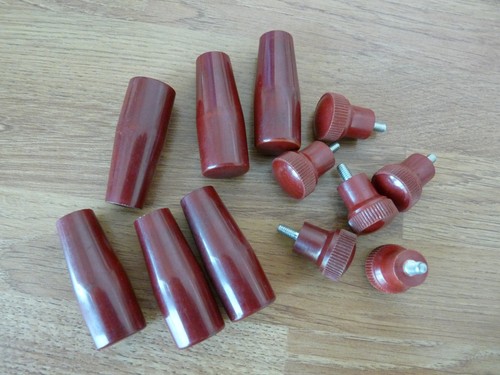 Vintage red bakelite knurled - bakelite,