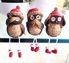 3 LITTLE RESIN ROBINS XMAS DECORATIONS * QUALITY GISELA GRAHAM * TREE BAUBLES 