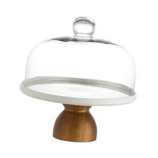 Wooden Cake Stand Clear Glass